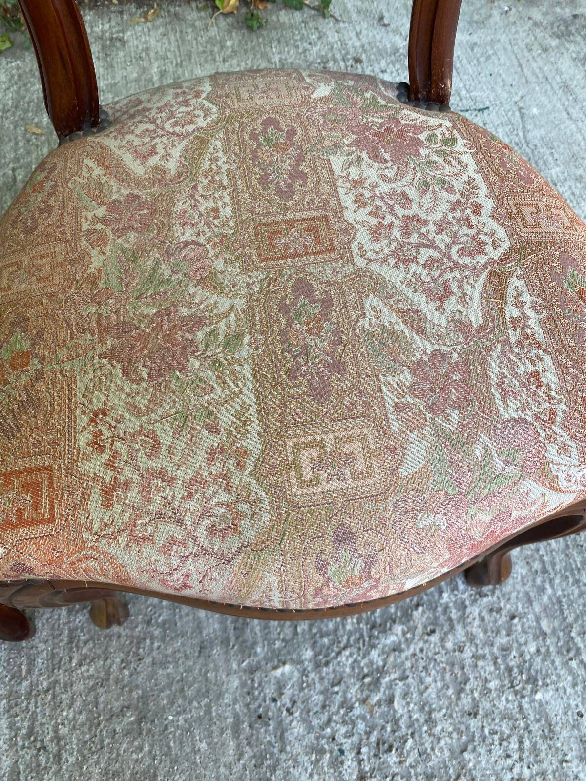 2 Louis Philippe chairs in curved solid wood and ecru fabric