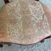 2 chaises louis Philippe bois massif courbé et tissu écru