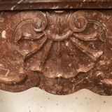 Fireplace three shells louis XV style in royal red marble XIX century