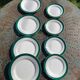 8 plates 4 flat and 4 small dark green Digoin sarreguemines vintage