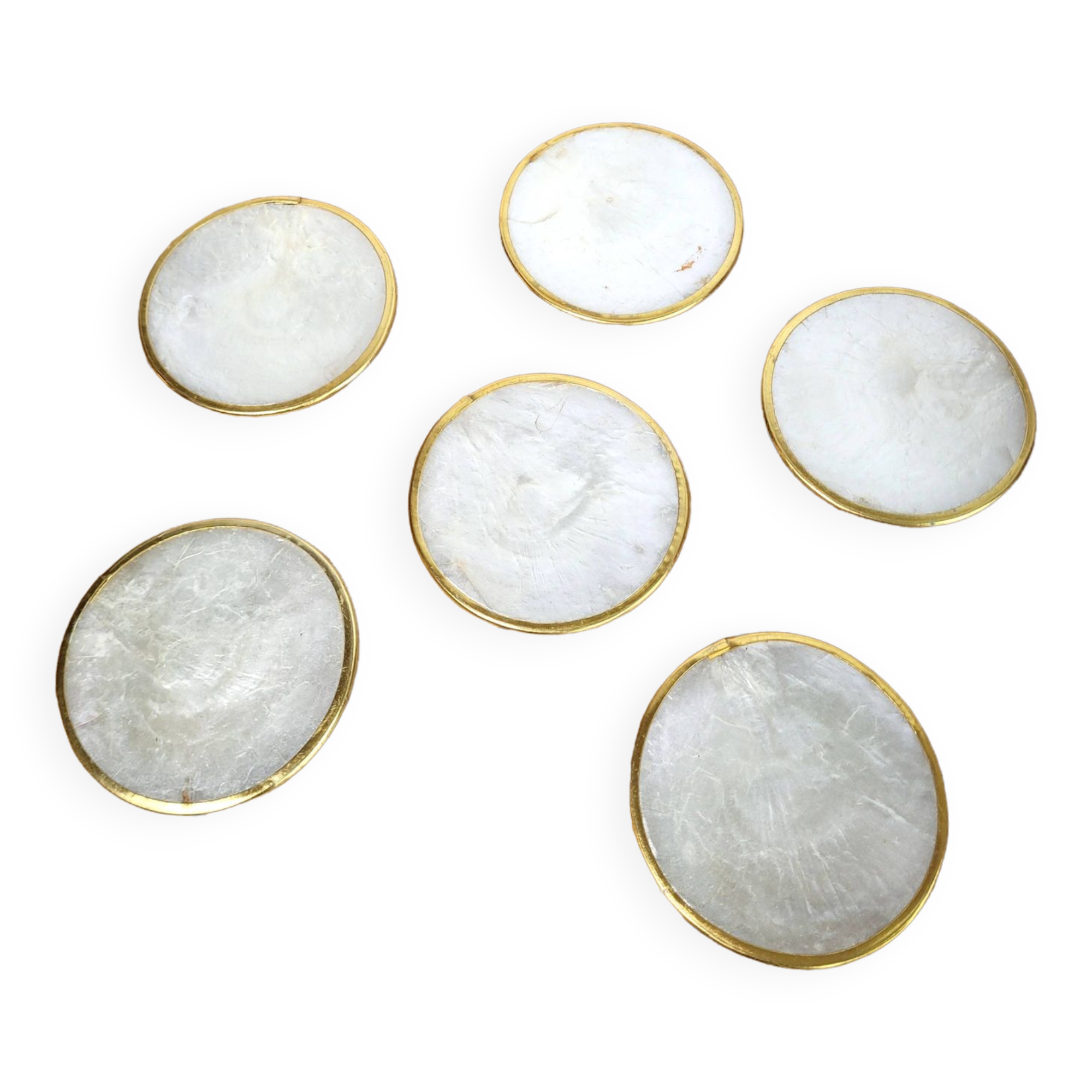 Set de dessous de verre en nacre et laiton