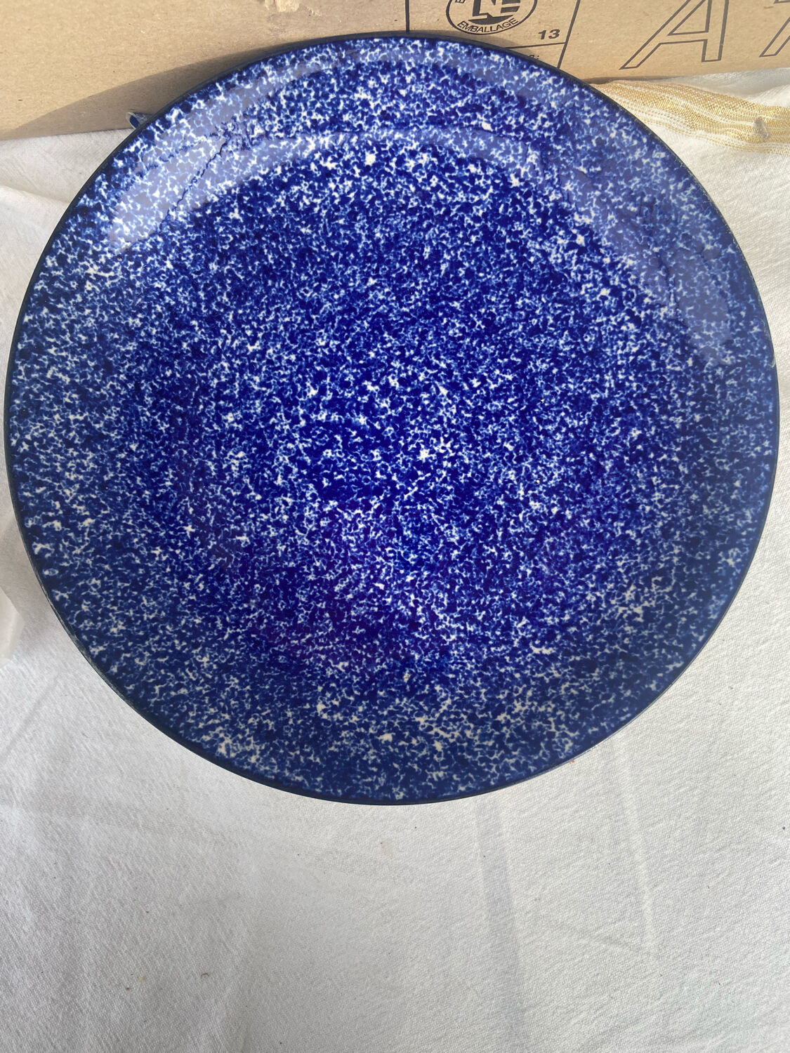 Set of 6 flat blue plates in Indian ceramic