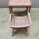 Desk with rattan and wicker armchair for children