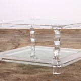 French Coffee Table Lucite and Glass Maison Romeo, 1970s