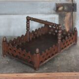 Vintage wooden basket, wooden fruit bowl, kitchen, nature, folk art