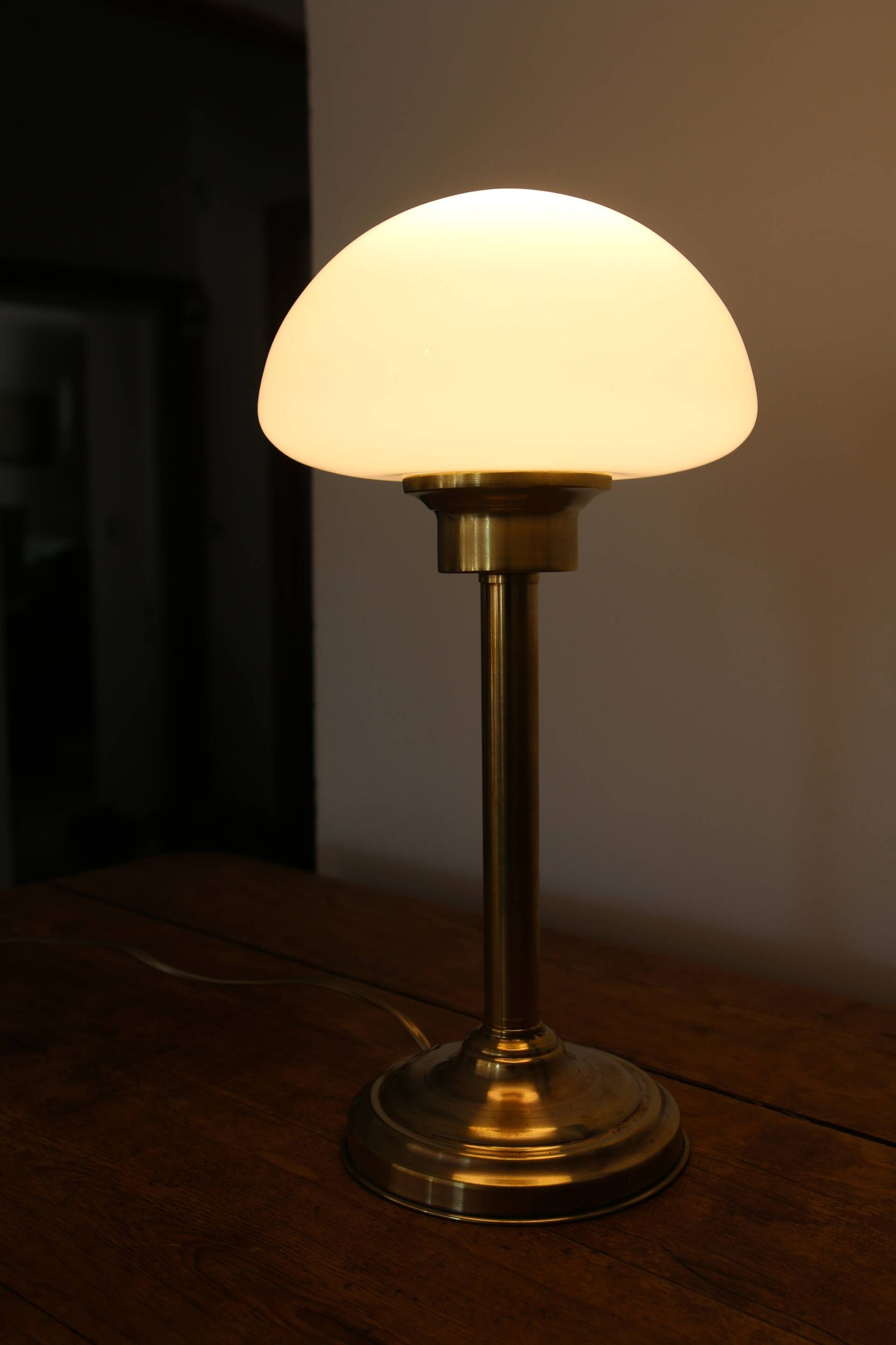 Vintage opaline brass table lamp