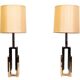 Lampes de table Hollywood Regency des années 1970, en laiton et chrome