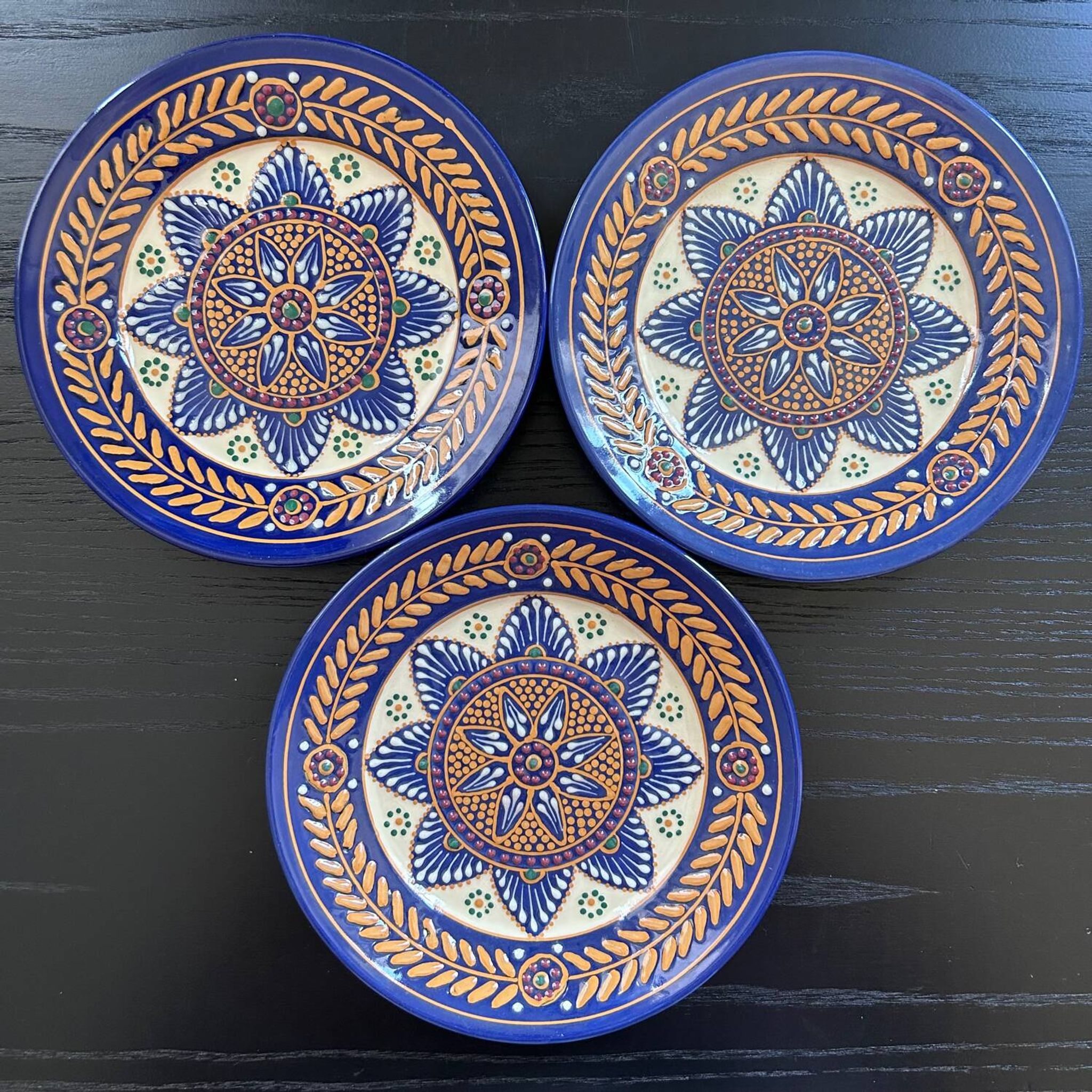 Trio of plates signed HB Quimper