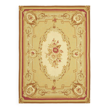 Handmade European Vintage Aubusson Kilim 264 cm x 367 cm