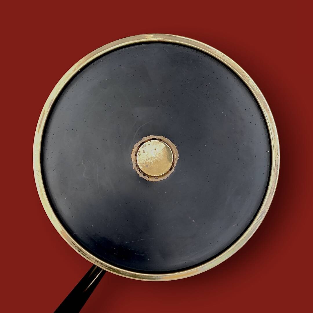 Antique brass and black steel ashtray - 1950s