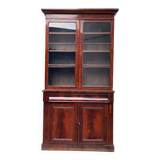 2-part Victorian display cabinet buffet with lacquered mahogany marquetry
