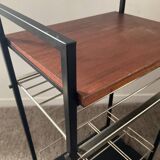 Vintage teak and metal bar trolley