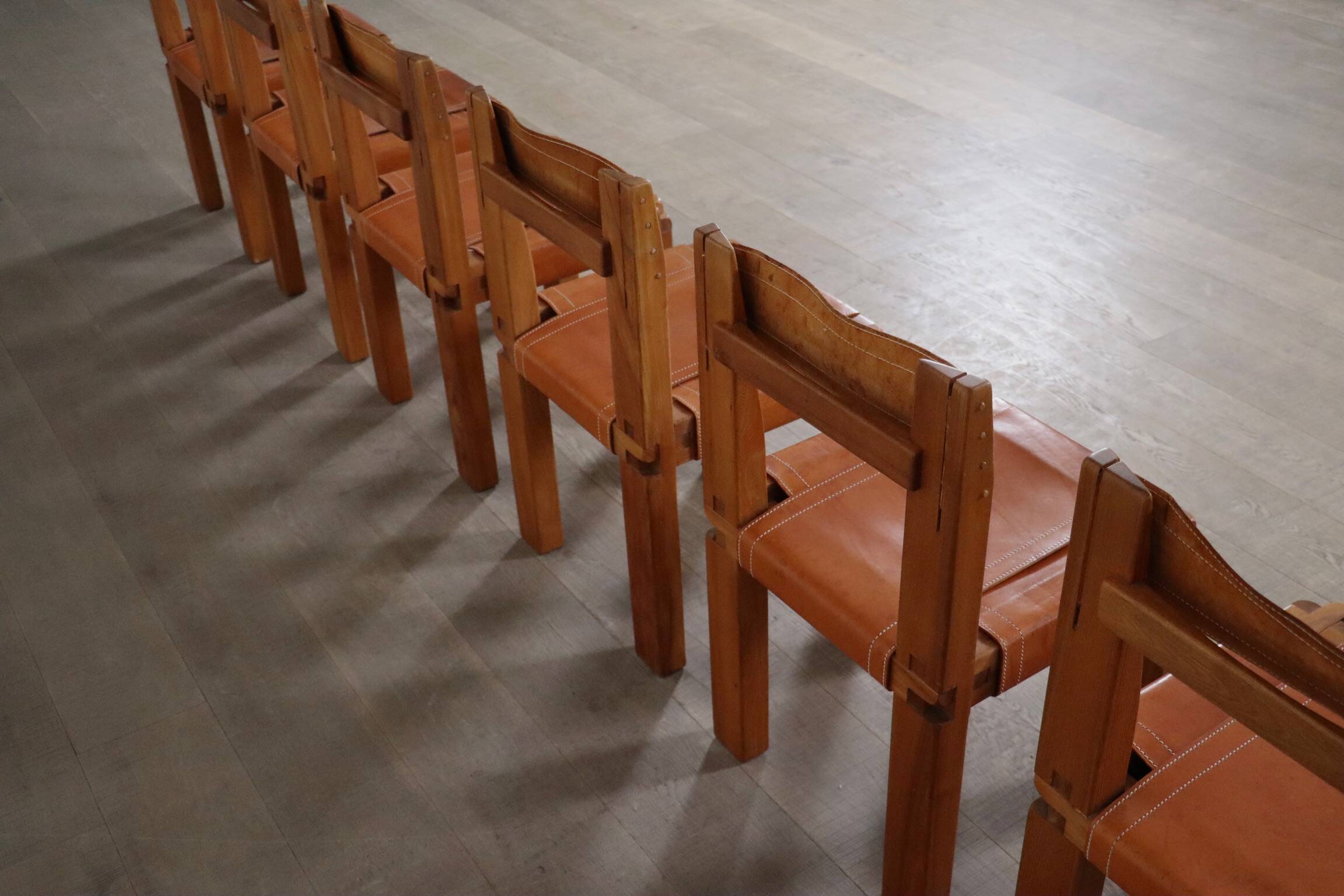 Set of 6 Pierre Chapo S11 Dining Chairs, France, 1960s