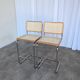 Ensemble de 2 chaises haute Bar Cesca / Design Marcel Breuer / Noyer clair, osier