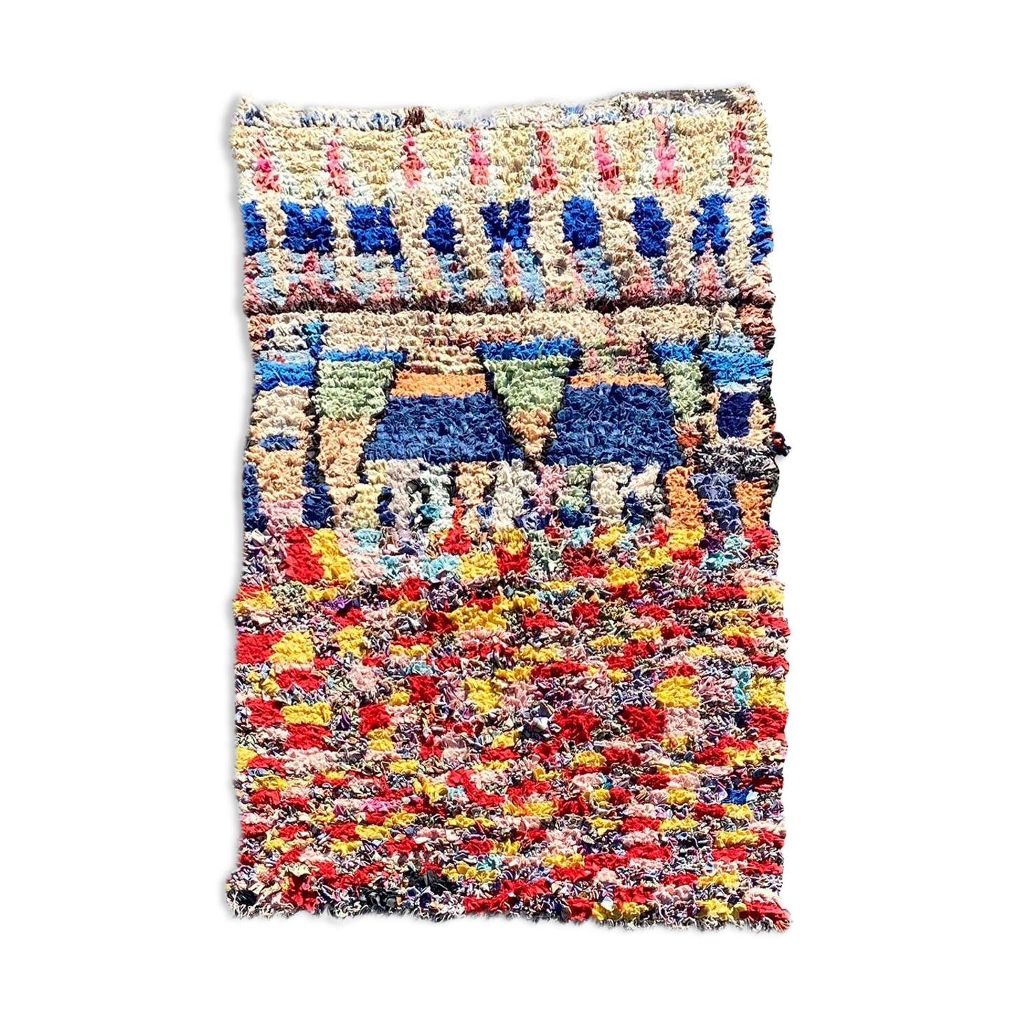 Carpet berbere boucherouite vintage 115×180 cm