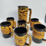 Rare ceramic beer service from Vallauris, created by LUC. 1960s.