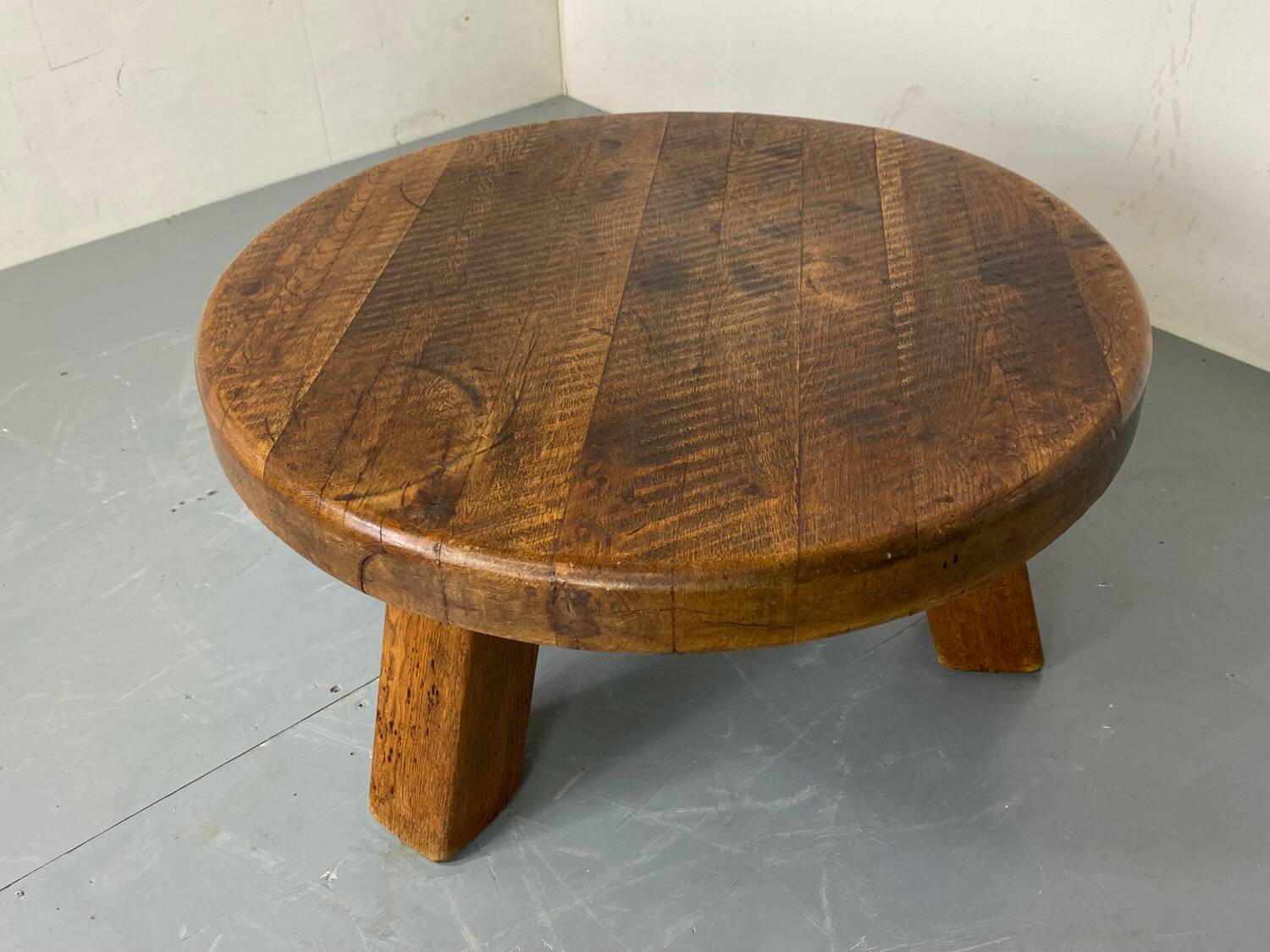 Vintage Brutalist Rustic Wabi-Sabi Oak Coffee Table, France, 1950s