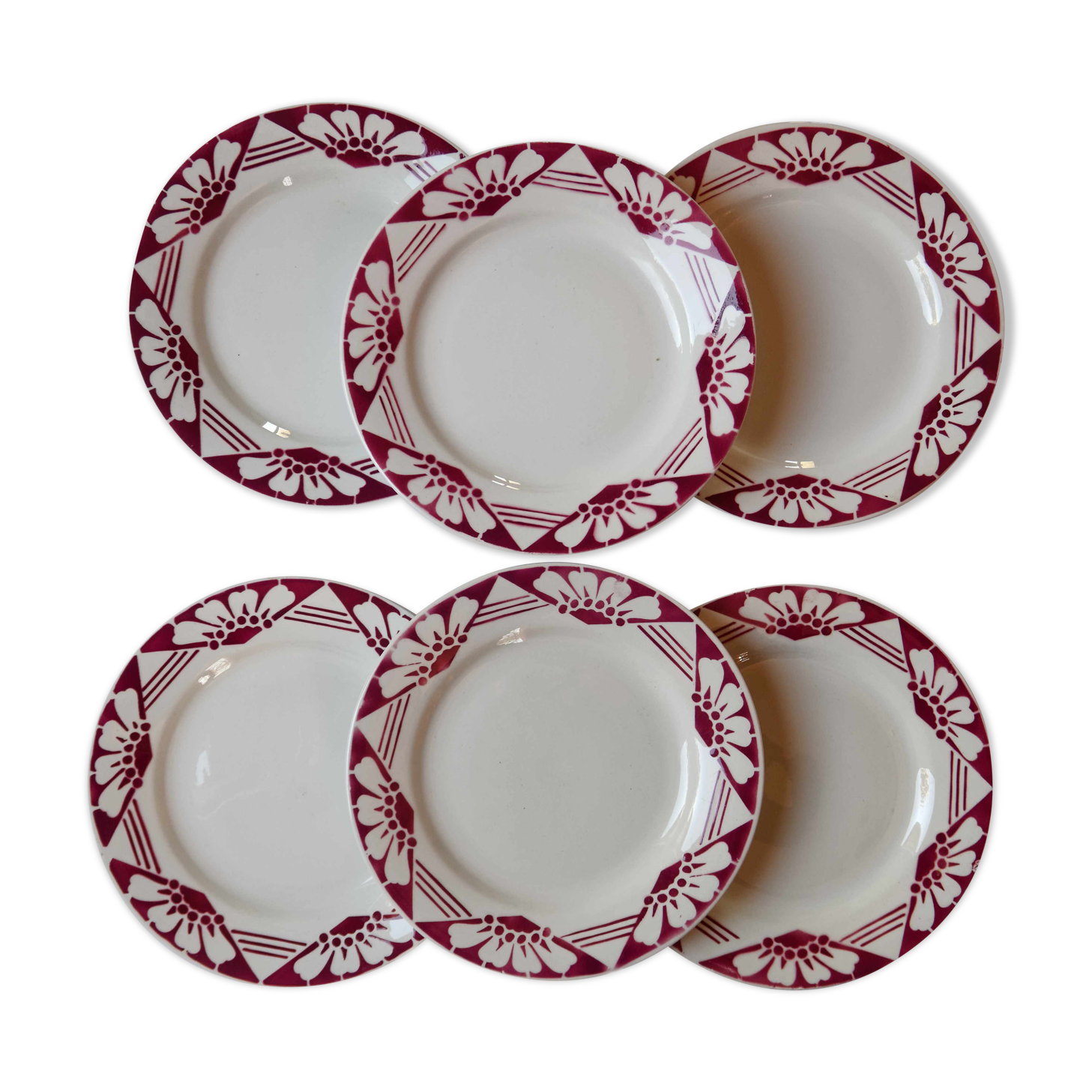 Lot 6 old plates St Amand Ceranord model Magnolia