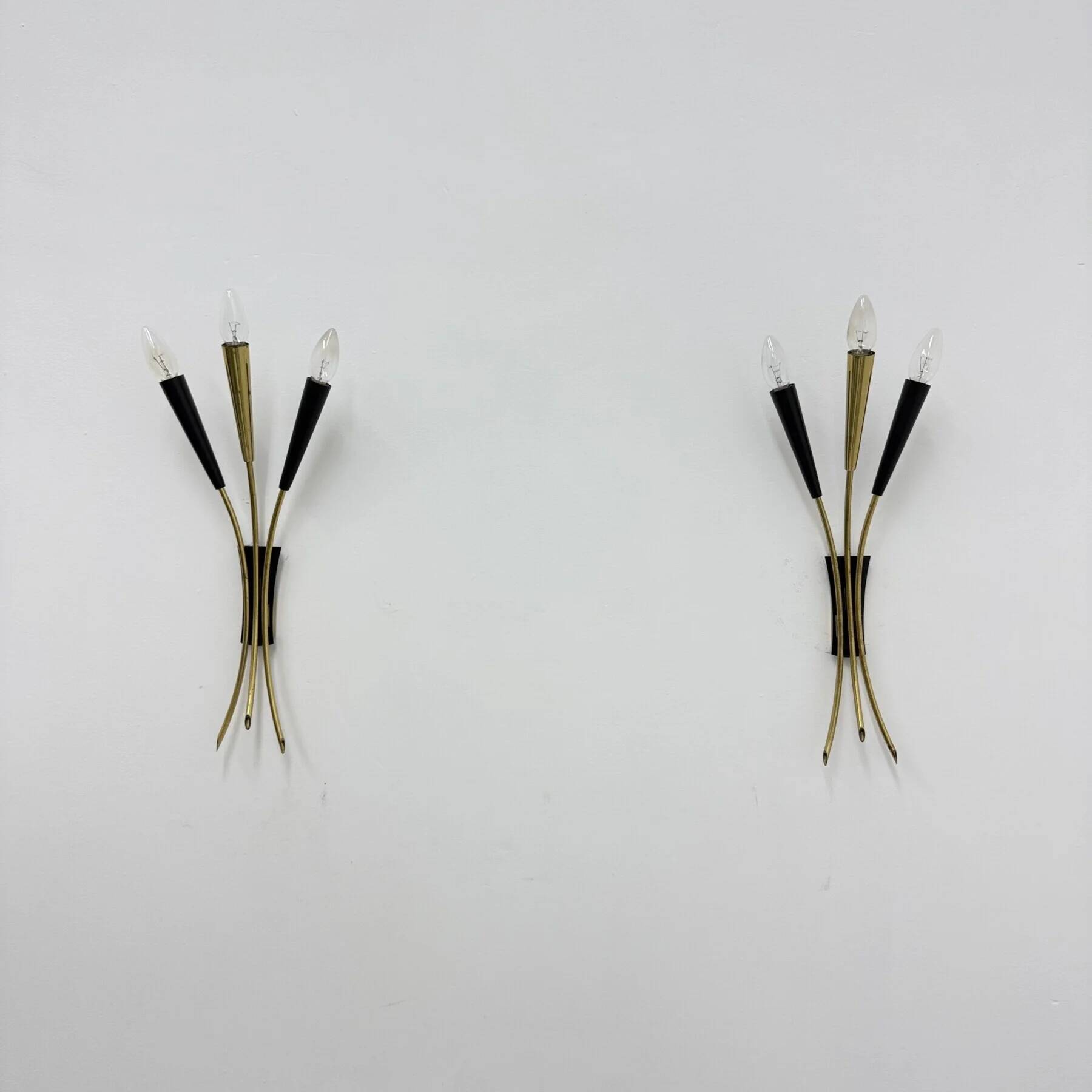 Mid-century Stillovo style brass wall light, 1950s