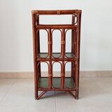 Vintage stand shelf in bamboo and rattan