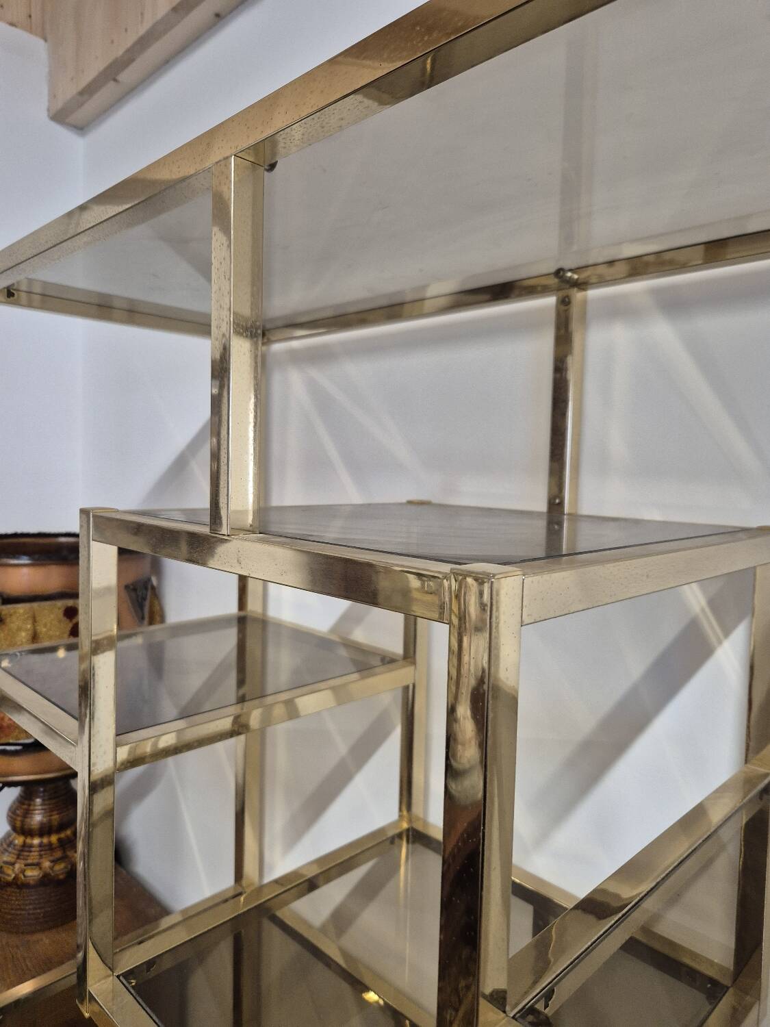 Vintage 1970s golden designer shelf