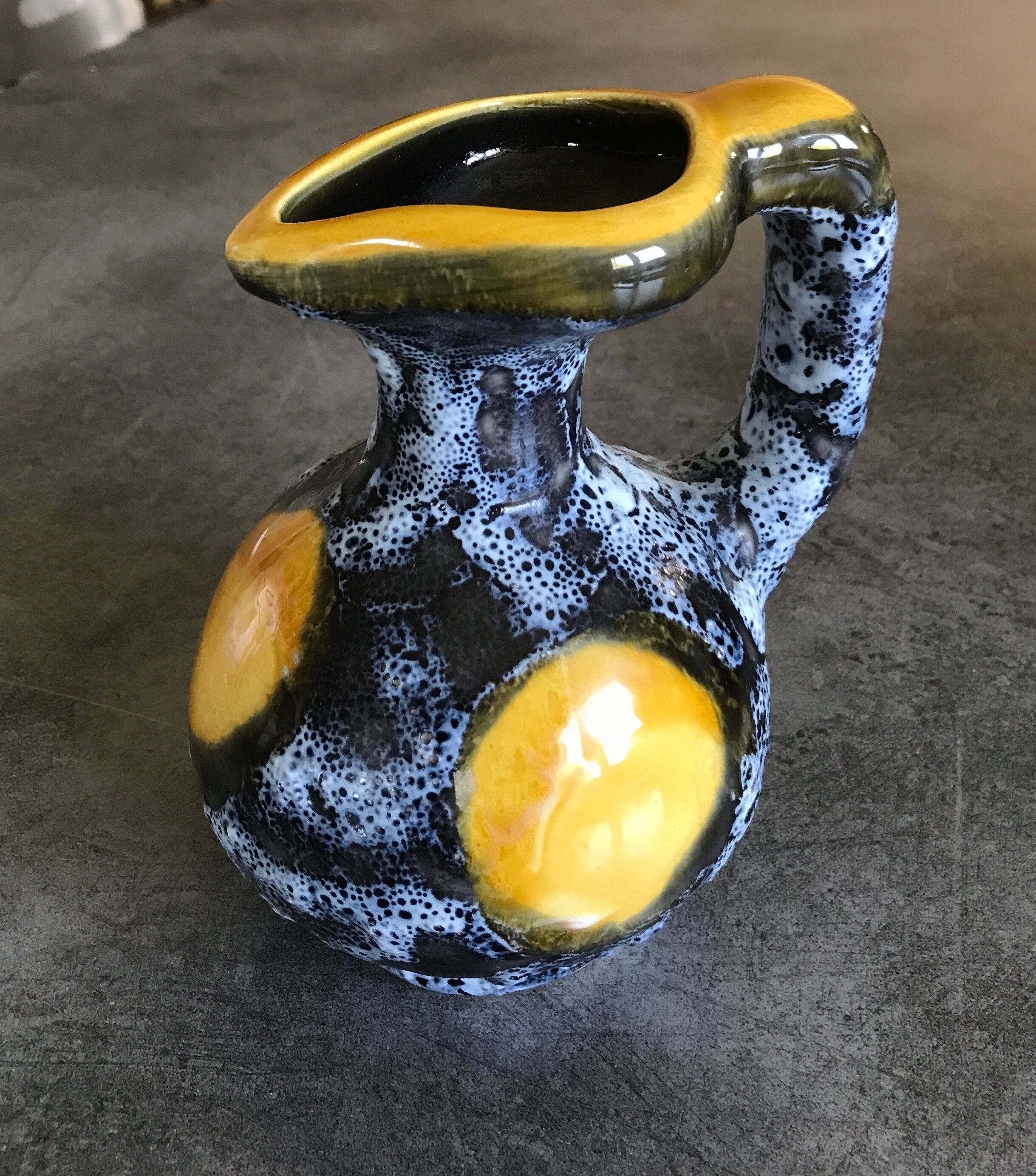Ceramic pitcher fat lava from vallauris 14.5 cm