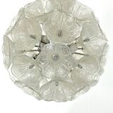 Italian Murano flower glass and chrome sputnik in Venini style. 1970s