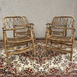 Rattan and Bamboo Folding Armchairs Valencia Spain 60'S