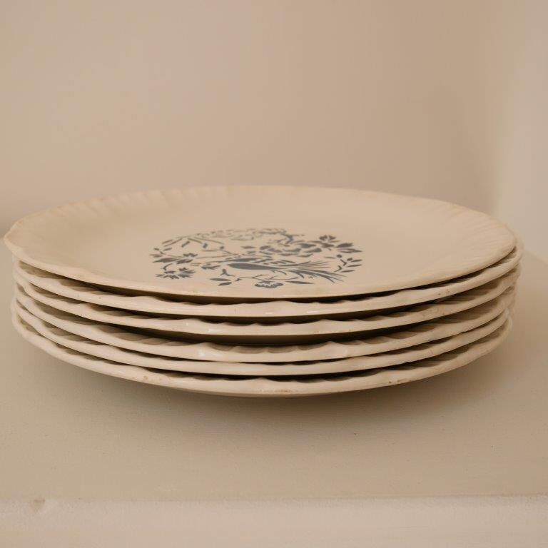 Set of 6 plates Digoin and Sarrguemines, Touraine model