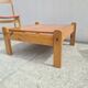 Brutalist square coffee table, solid pine, vintage