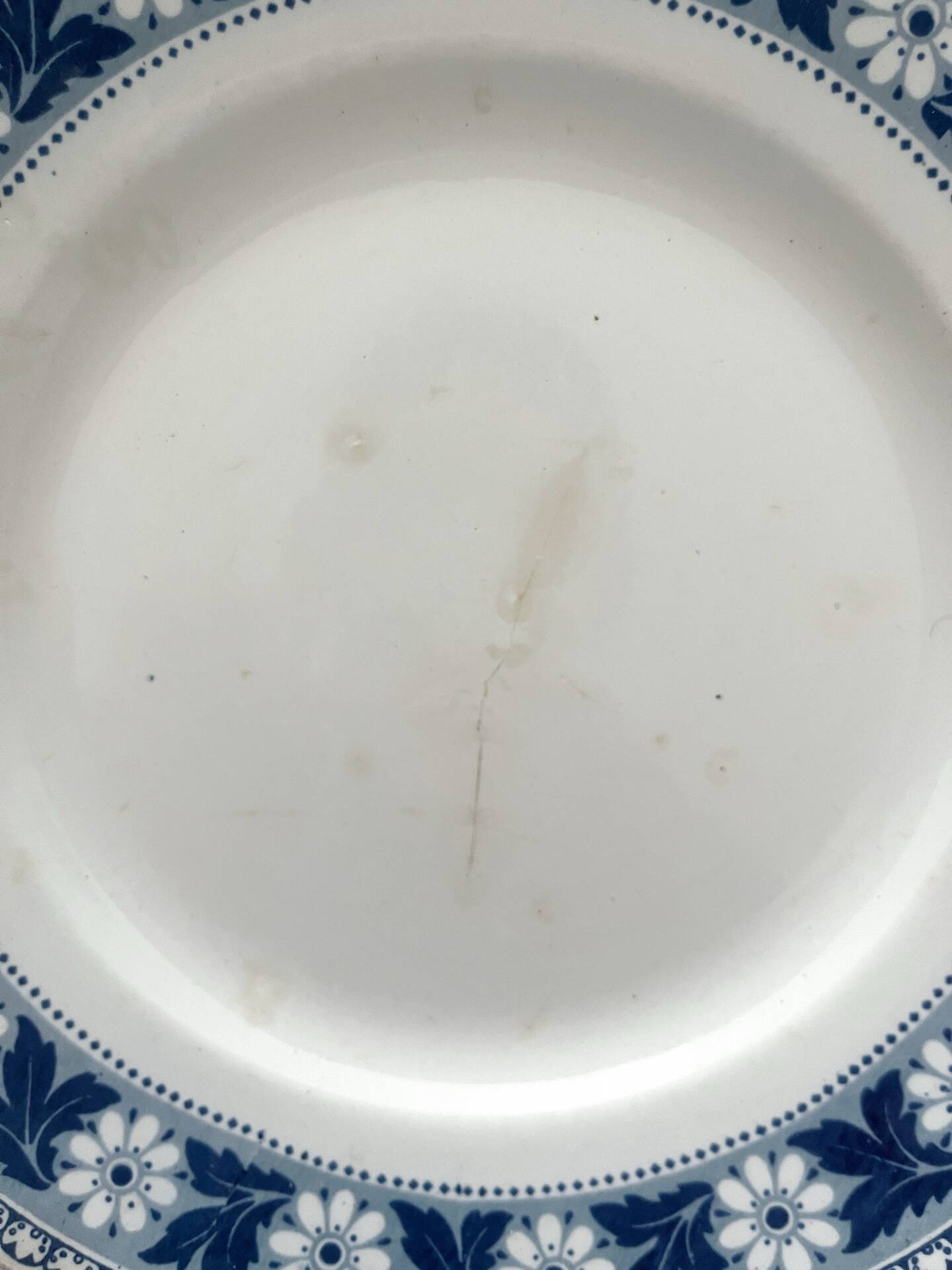 6 antique dessert plates, ironstone "Nancy" Sarreguemines