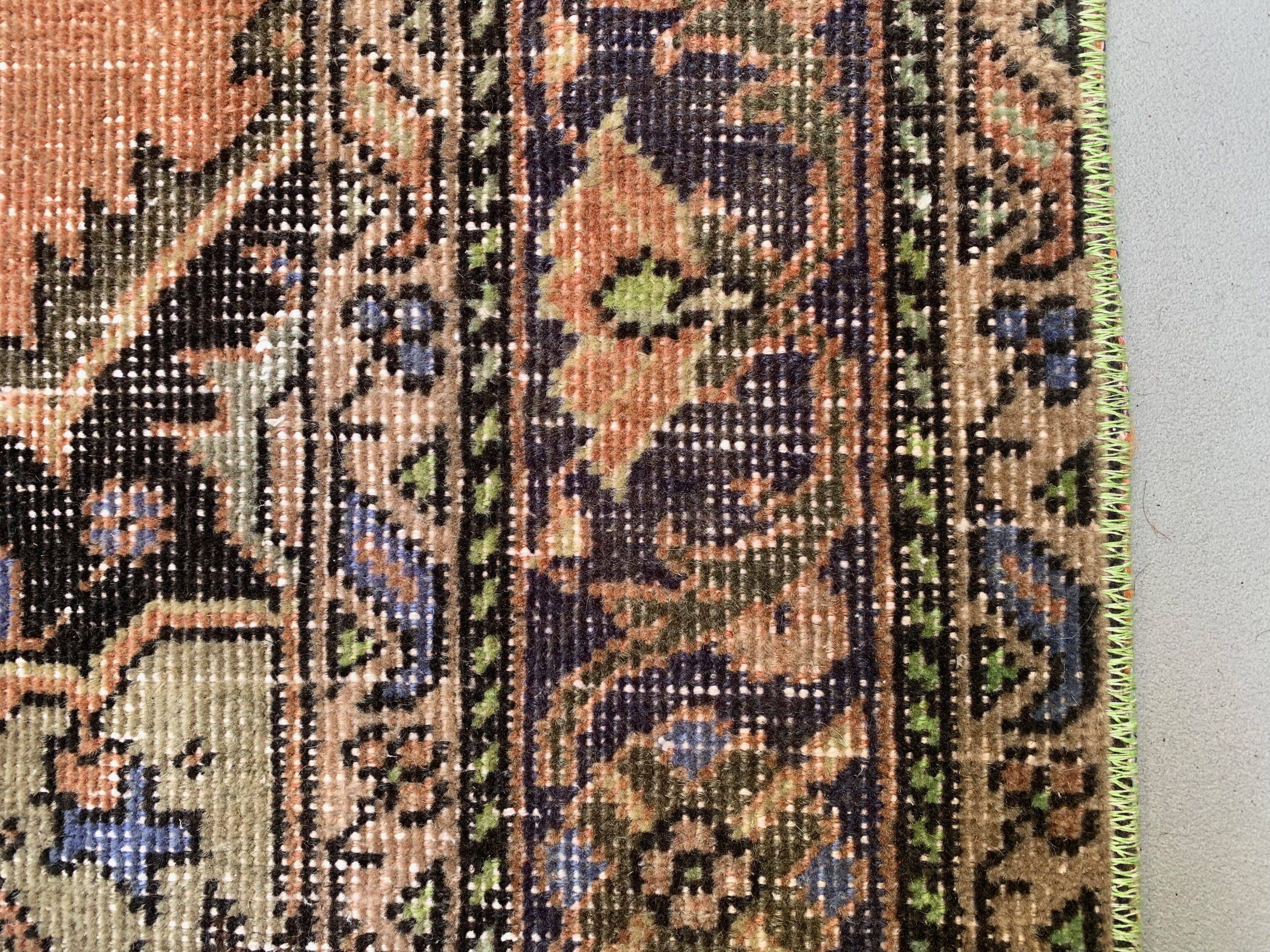 Distressed Turkish Narrow Runner 383x66 cm wool Vintage Tribal Rug