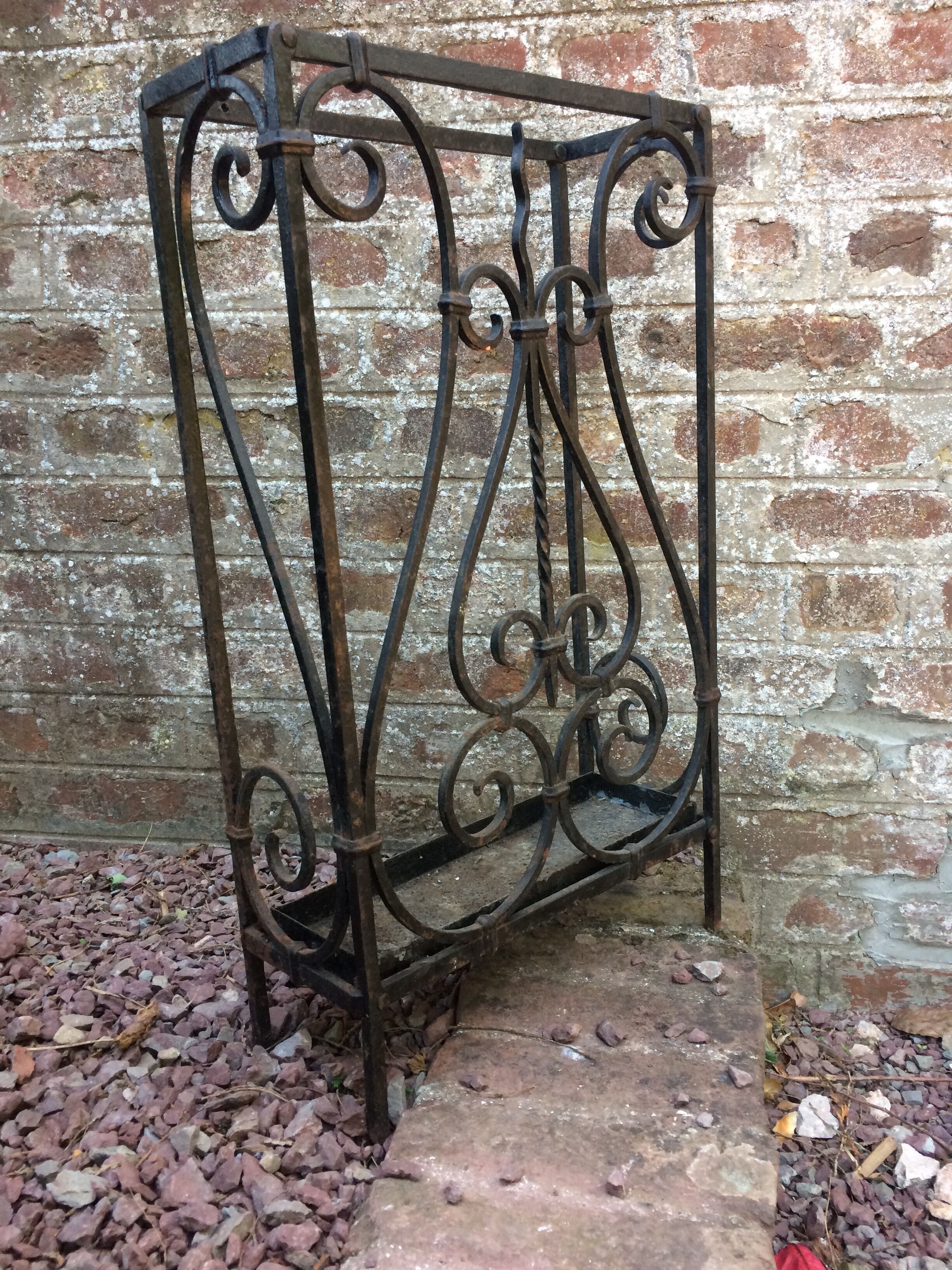 Art-deco forged iron umbrella holder