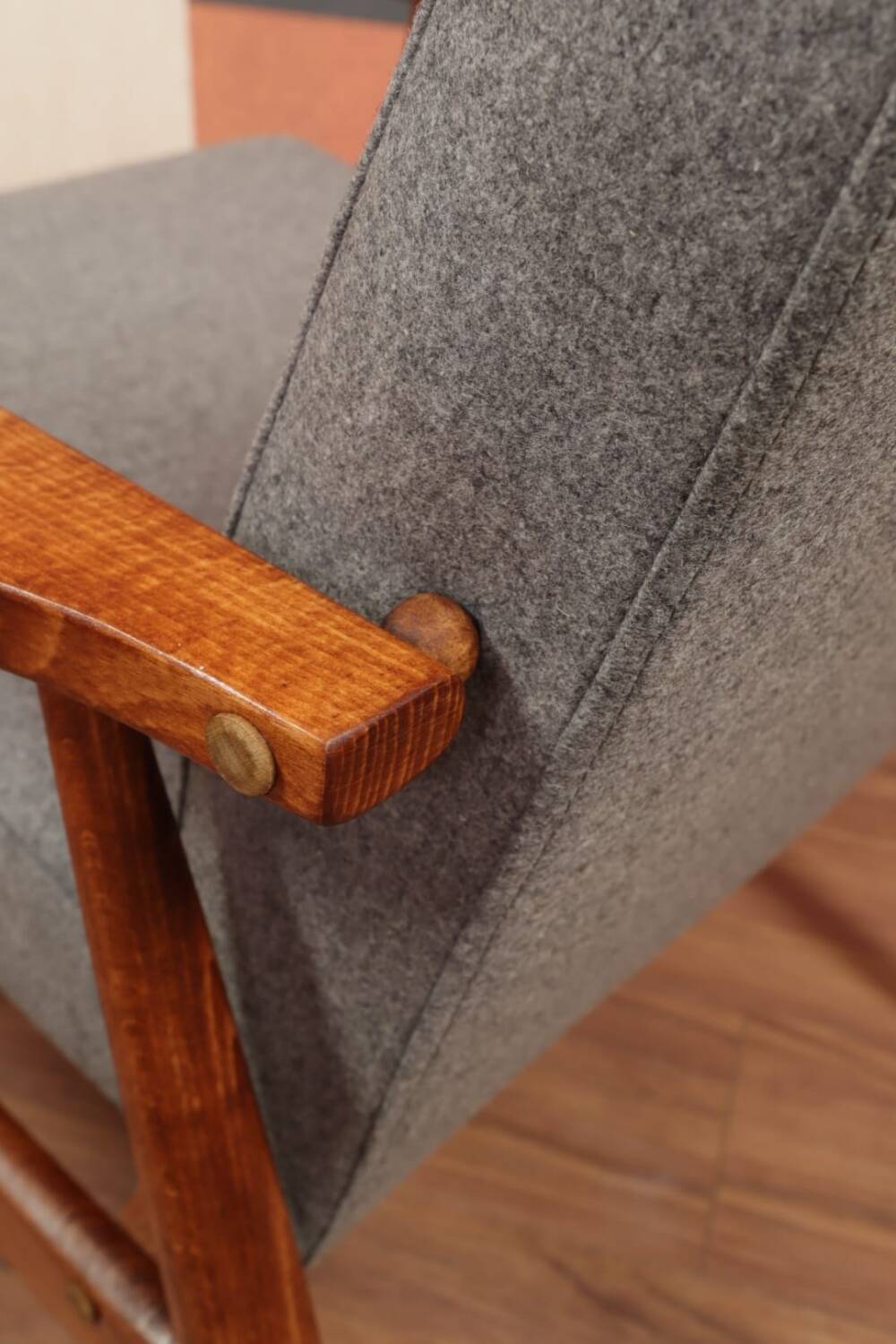 Lounge Chair Vintage Graphite Wool Fabric Mid Century Design, 1960