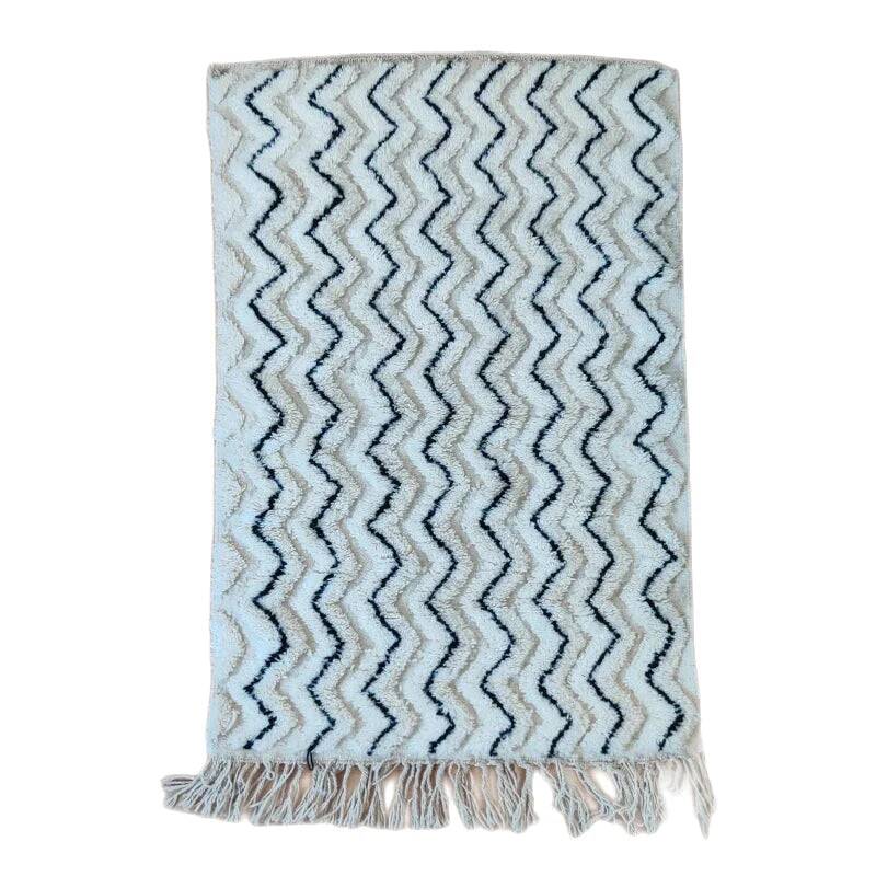 Berber rug ZigZag white and black 105x170 cm