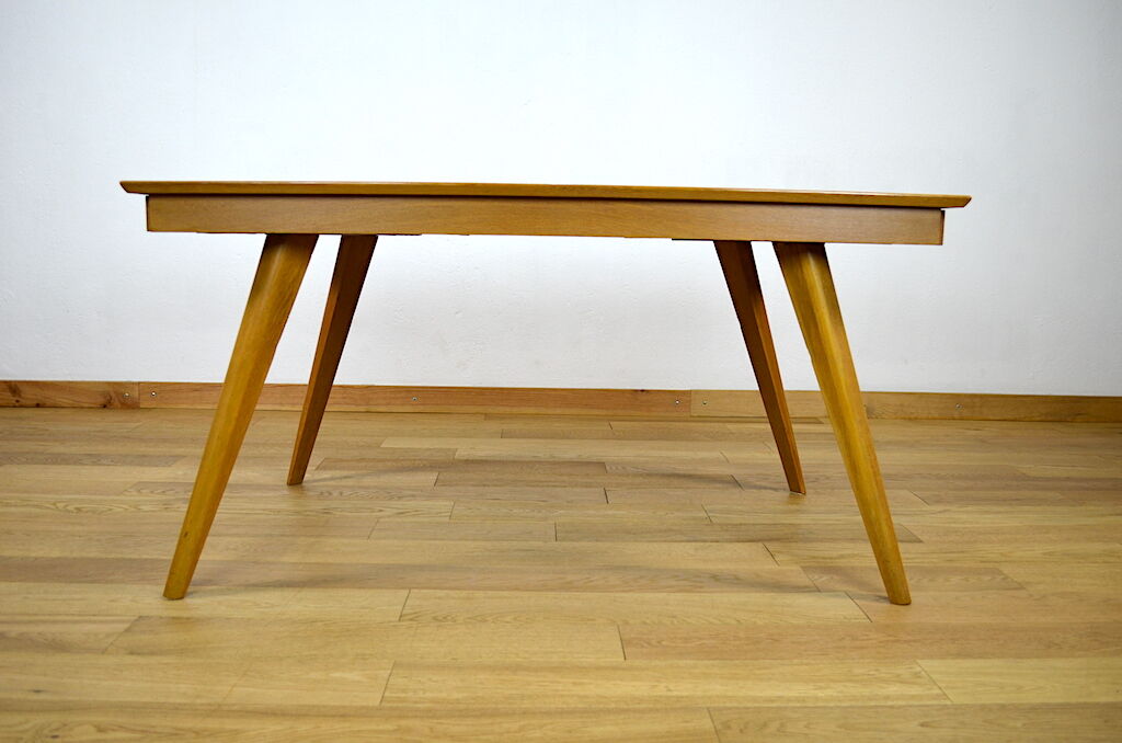 Table feet compass in vintage blond oak 1960