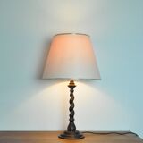 Vintage Oak Wood Barley Twist Table Lamp
