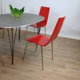 4 modernist stackable chairs in molded birch 1990 sweden