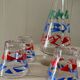 Liqueur service: carafe and 6 glasses