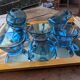 8 lagoon blue cups – 1970s, retro shine