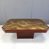 Table basse vintage en laiton gravé des années 1970