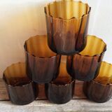 Series of 6 amber glasses