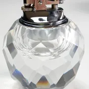 Table lighter/candle holder/faceted crystal paperweight handmade. 1960