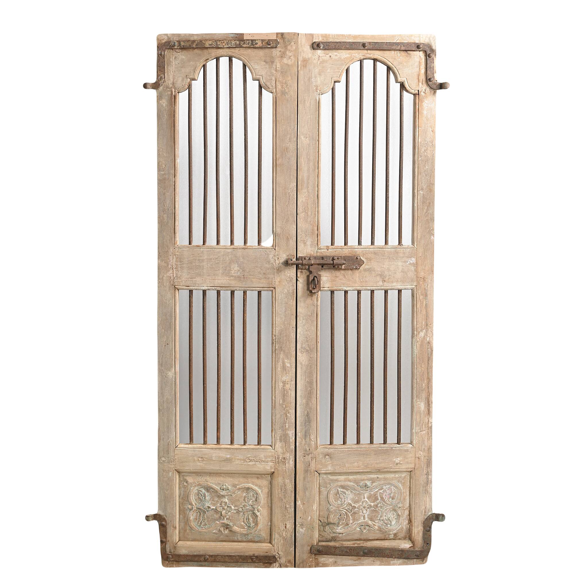 Sujasar - Indian carved door with iron bars no.8