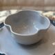 Handmade enameled ceramic bowl clover flower pop gray blue