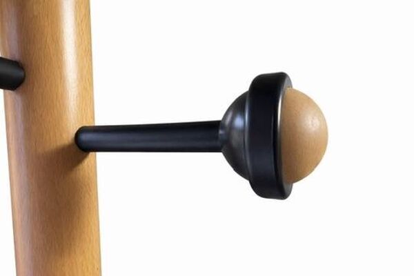 Porte-manteau Unilux vintage – métal noir et bois – design années 80/90
