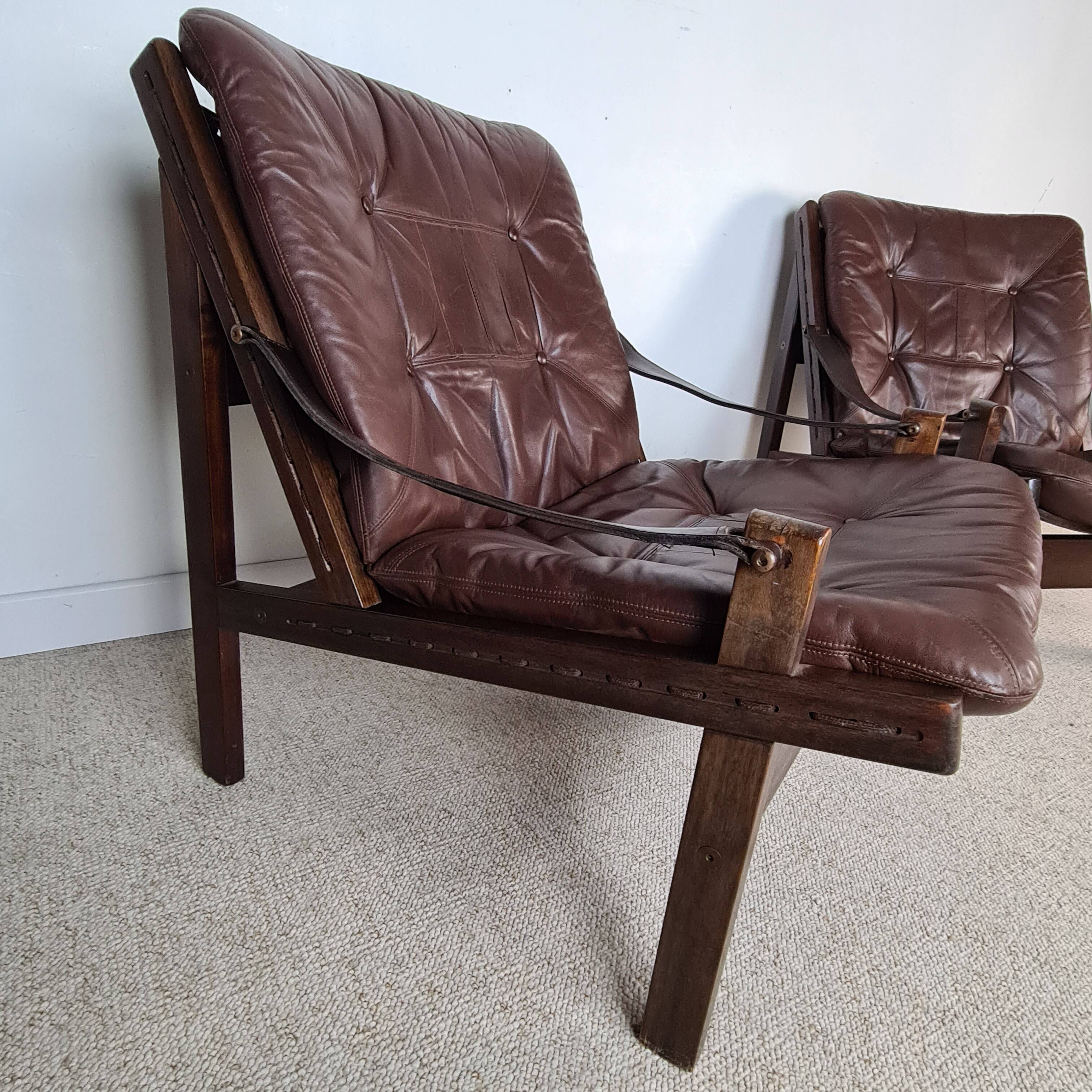 Pair of Scandinavian designer armchairs by Torbjorn Abdal, 1960s.