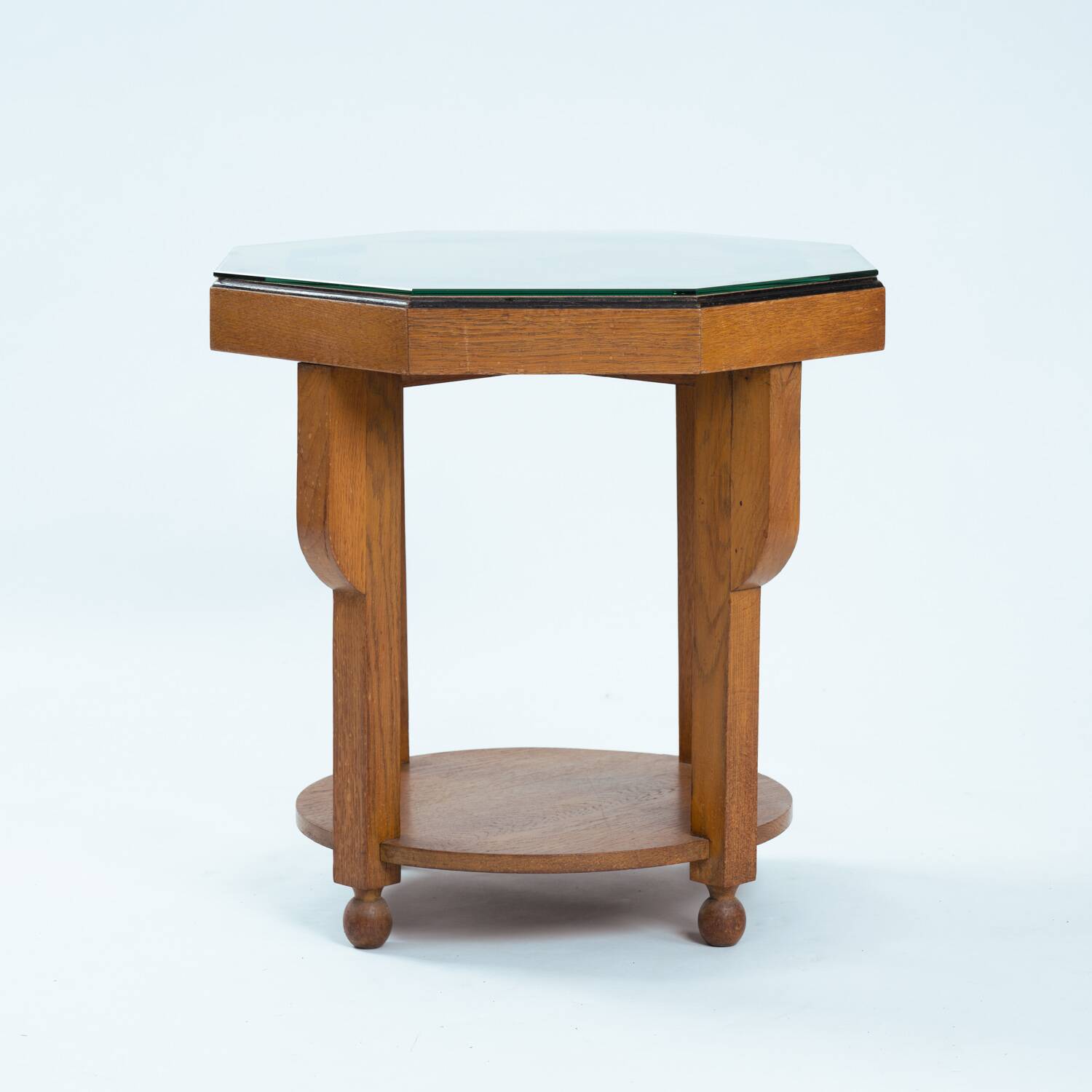 Dutch Art Deco octagonal sidetable in oak and ebony, 1920s