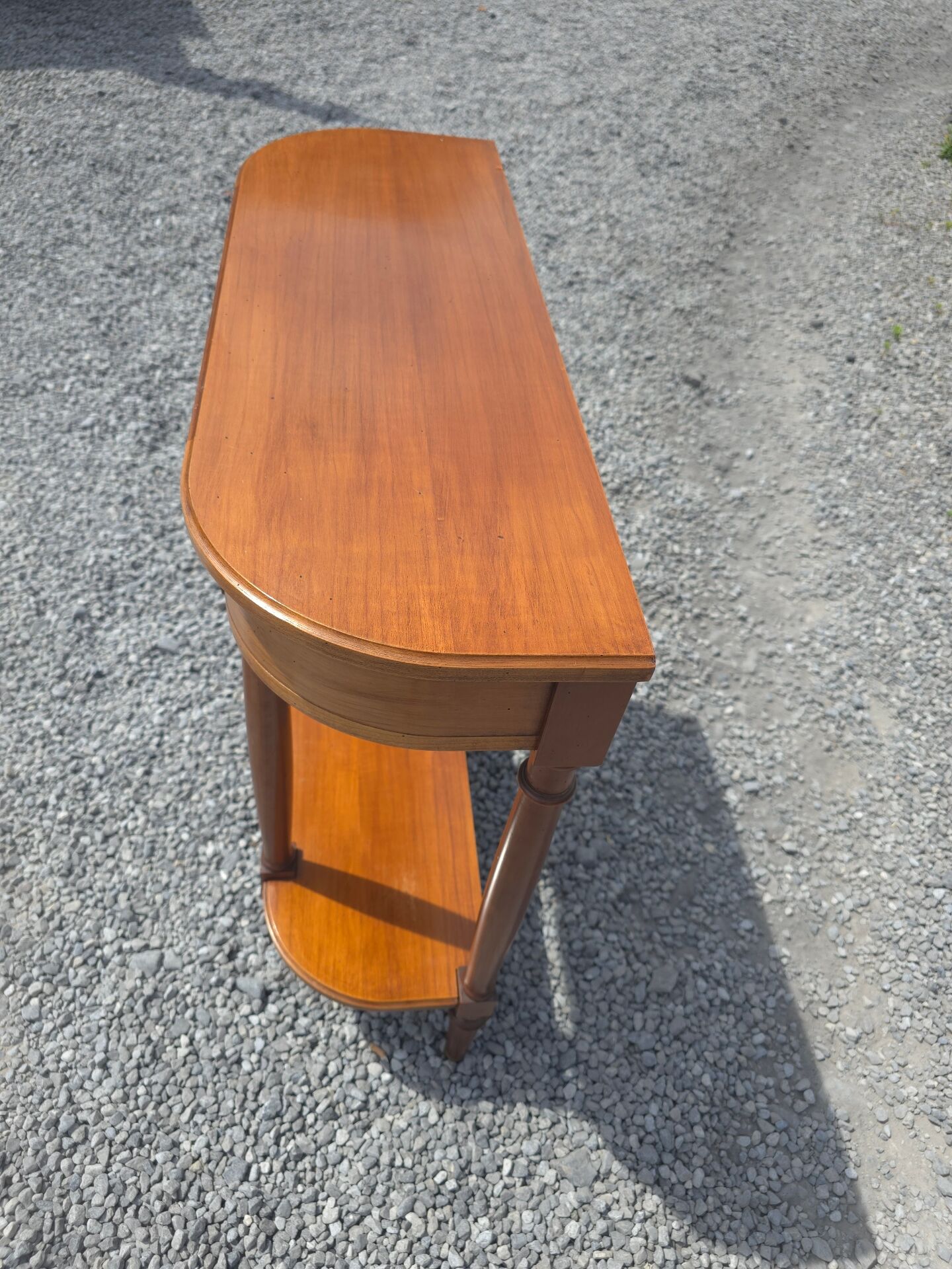Table console demie lune en merisier massif