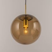 Large smoked glass ball pendant by Limburg with brass, Germany, 1970s.